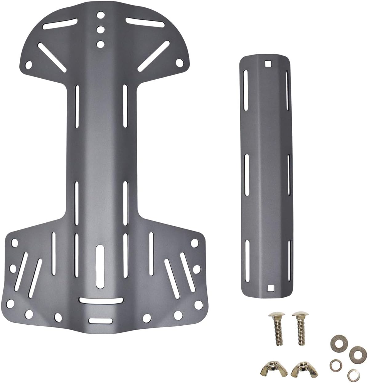 Palantic Scuba Choice Tech Low Volume Aluminum Backplate with Single Tank Adapter – Lightweight Technical Diving Back Plate for BCD Harness System, Travel Ready Scuba Diving Gear Setup