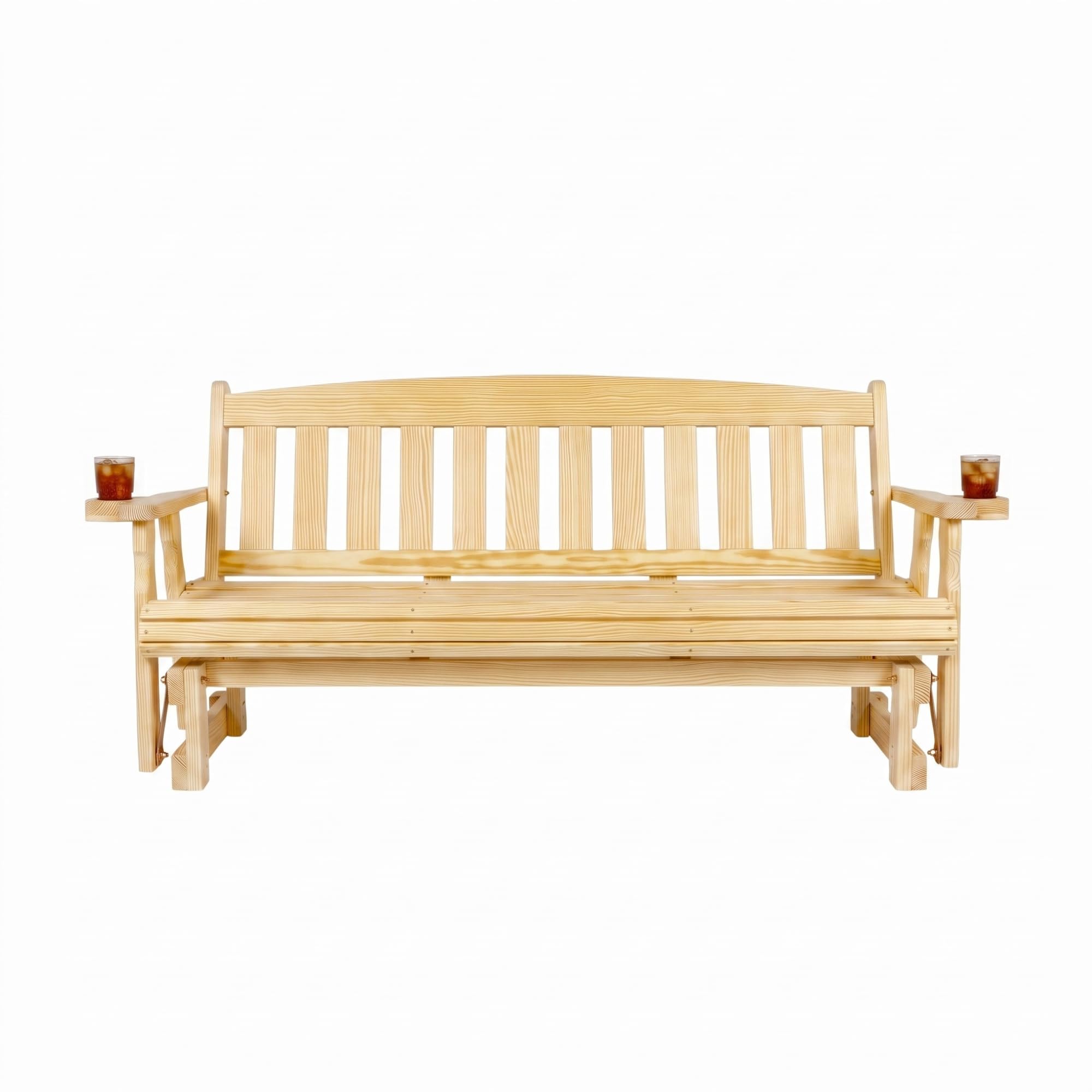 Amish Heavy Duty 800 Lb Mission Pressure Treated Porch Glider with Cupholders (6 Foot, Unfinished)