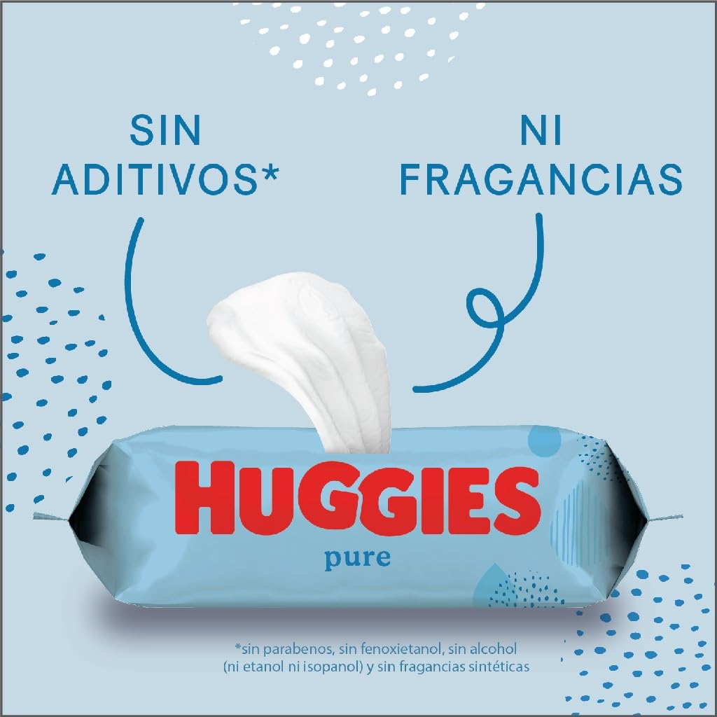 Huggies Pure Toallitas para Bebé, 99% Agua Pura, 12 Packs de 56, Total 672 Toallitas