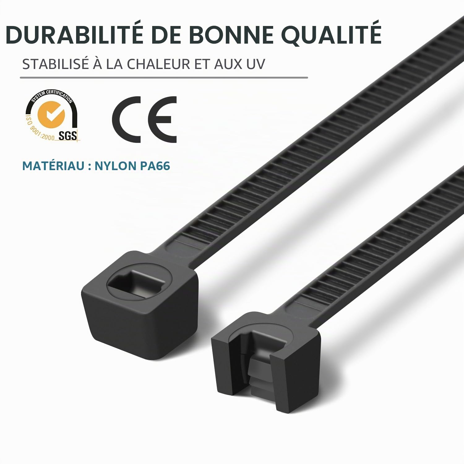 XINGO 1200 Pièces Noir Colliers de Serrage professionnelles, 300mm x 5.8mm, Autobloquant, Attache Câble Résistant aux UV, Idéale pour l'intérieur et l'extérieur