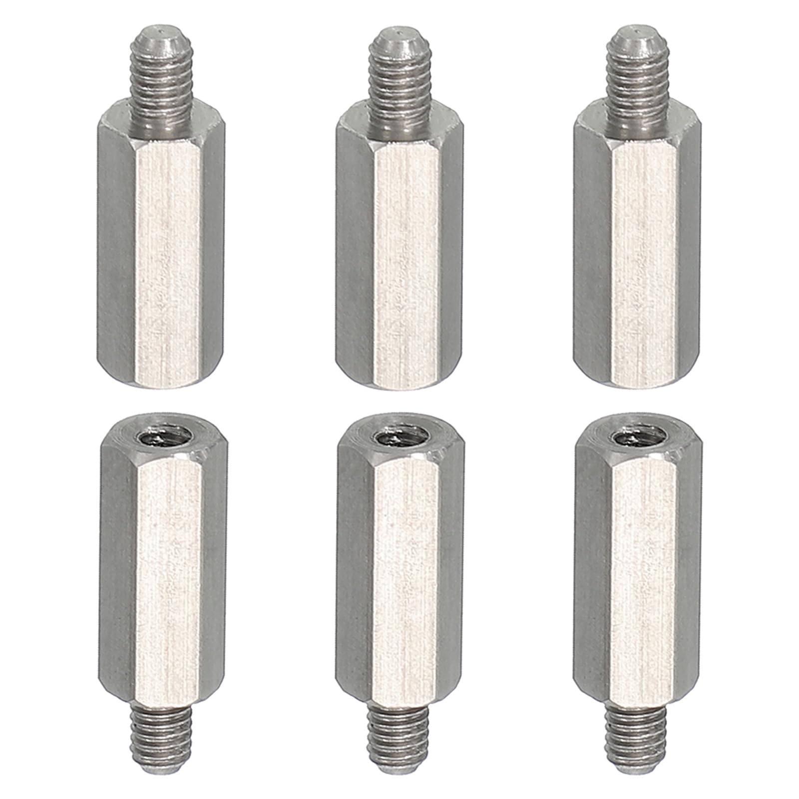 PATIKIL Standoff Screws, 6pcs M3x4mm Male to M2.5x12mm Female 304 Stainless Steel Thread Reducing Hex Standoff Spacer Screw Nuts Thread Adapters Reducer Extender Conversion Fasteners