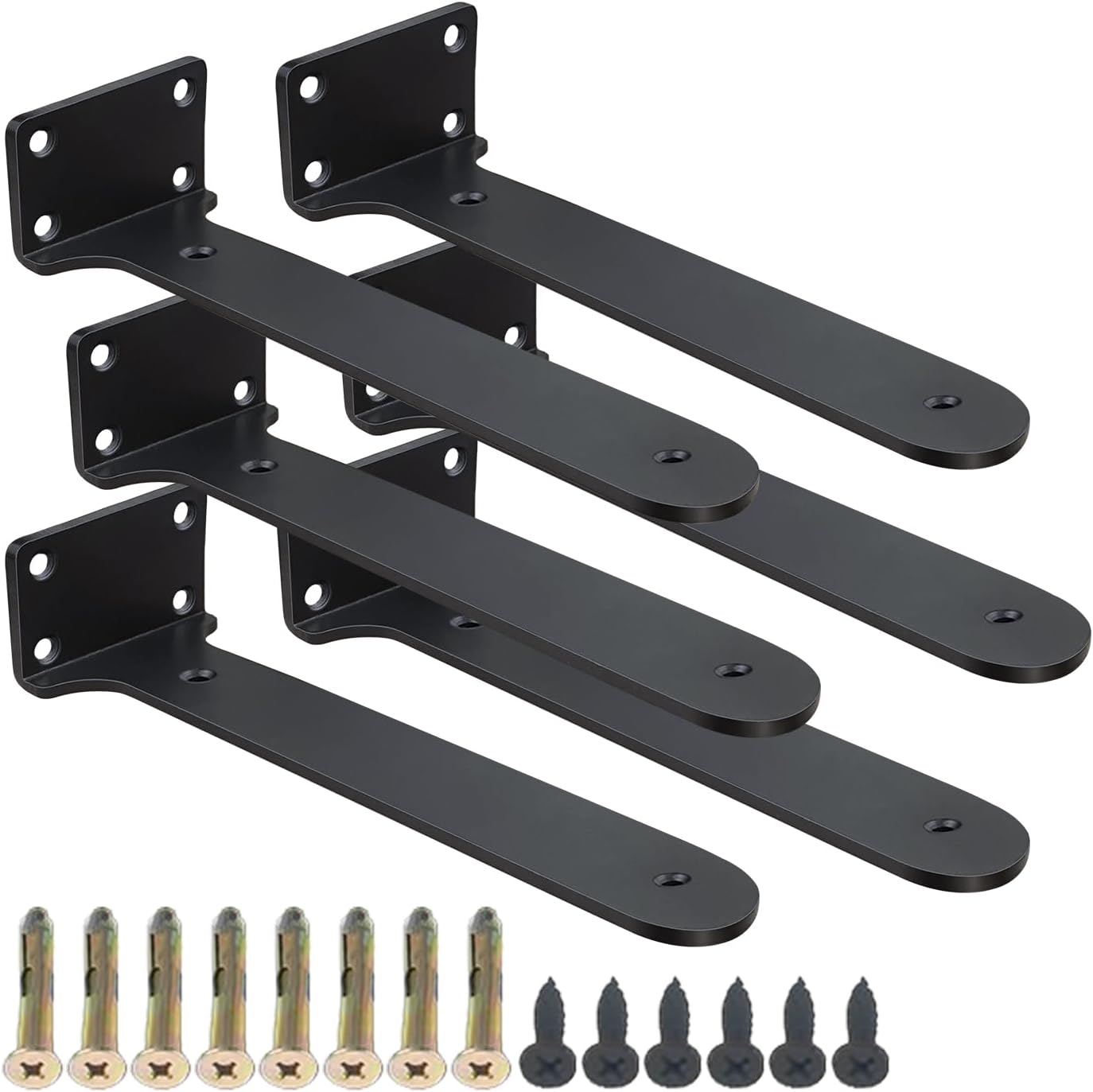 Hidden Shelf Brackets 12 in Heavy Duty Floating Shelf Bracket DIY Wall Mounted Shelves Support Hardware Invisble Metal L Brackets for Wall Shelves Max Load 220 LBS/Pair(12 in 6 PCs)