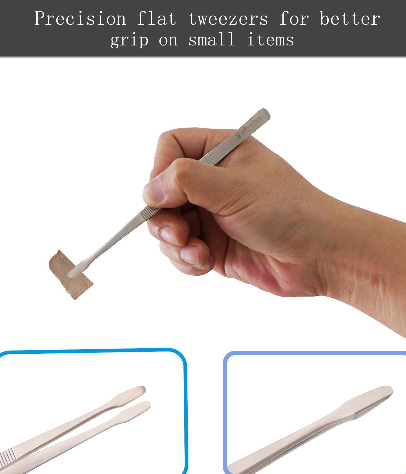 Juego de 5 pinzas de precisión, planas/puntiagudas/curvadas con bloqueo en ángulo para manualidades, cirugía médica, laboratorio, soldadura, joyería, relojes, electrónica/reparación de
