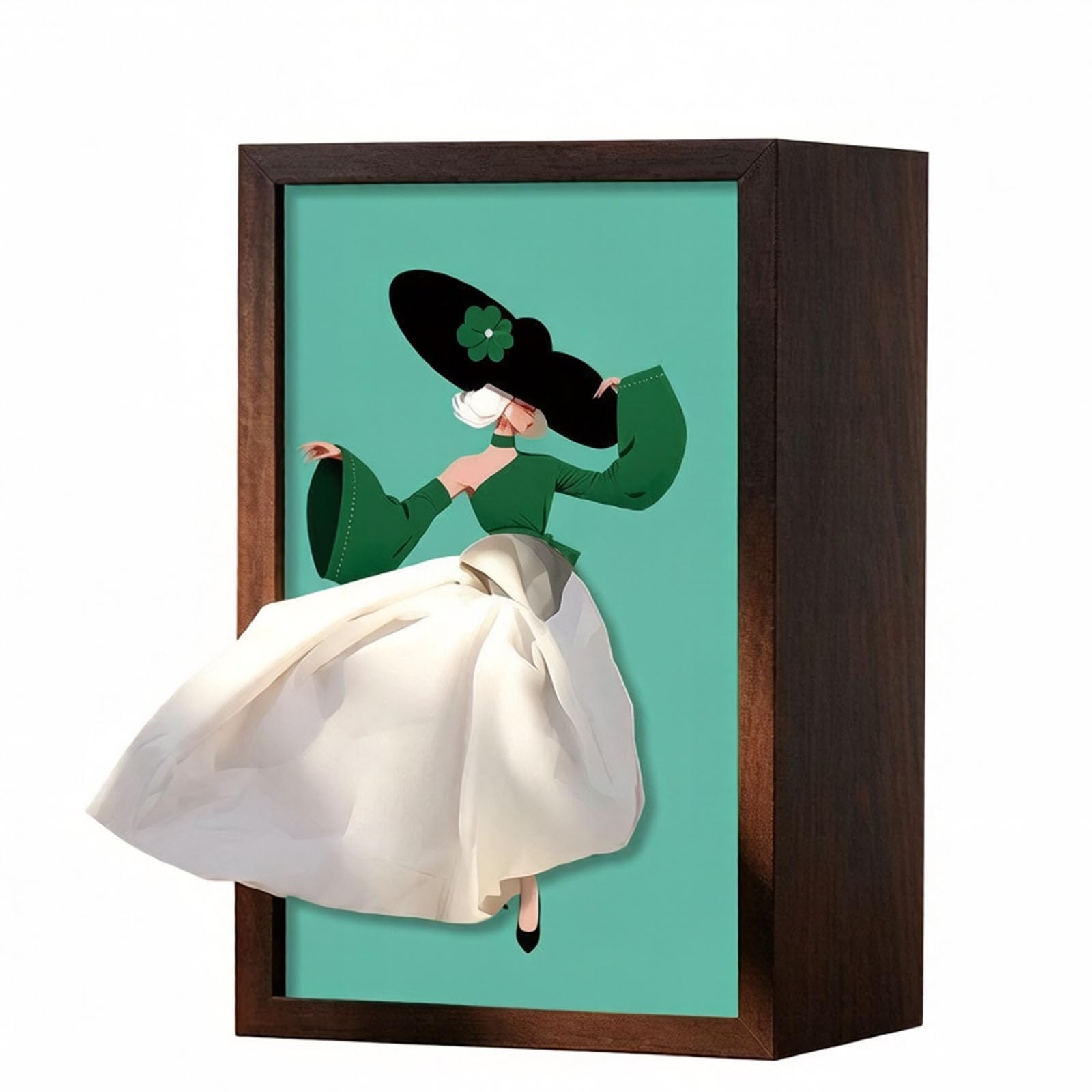 Sbziojhdr Girls Blue Black Hat Tissue Box， Ballet Dancer Tissue Box, Vintage Lady Dress Cover, Ballerina Wood