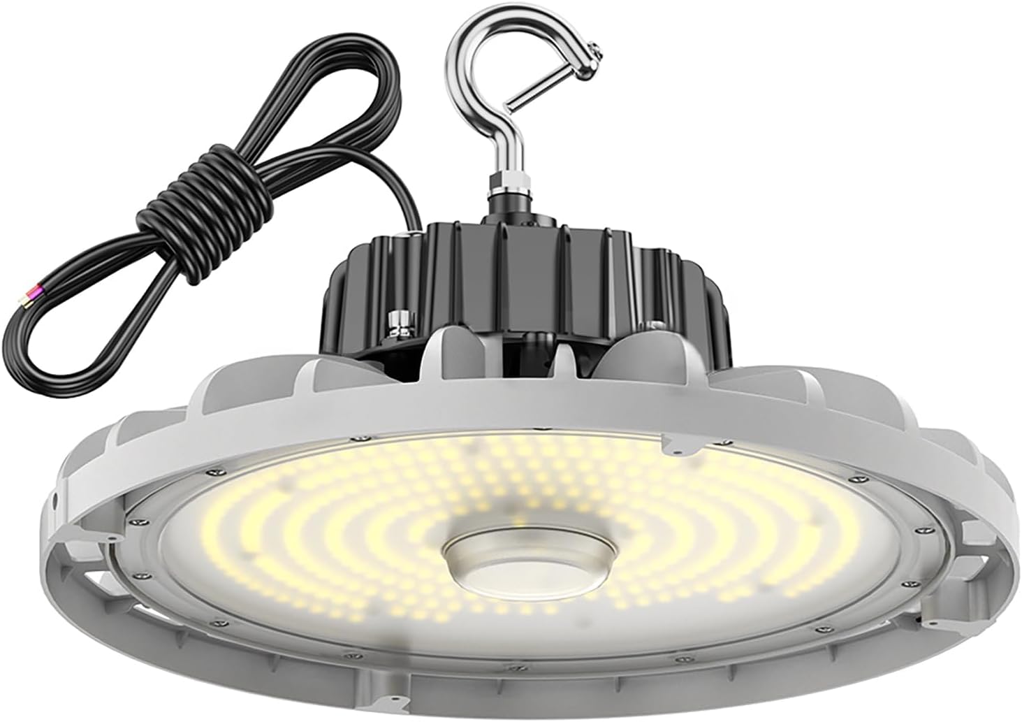 UFO Led High Bay Light 200w 28,500Im 5000K 0-10v Dimmable,High Bay Led Lights,6.5' Power Cord, Hanging Hook, Safe Rope, Etl Listed High Bay Lamps for Warehouses, Factories (White-200w)
