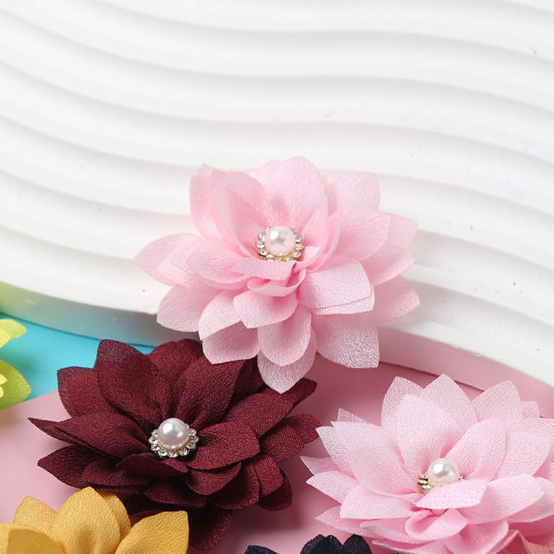 Image of Ximimark 22pcs 2.2inch (5.5cm) Fashion Flower (No Hair Clips) Pearl Center Cute Hair Accessories, For DIY Hair Set Making Dress Brooch Sandal Flowers Supplies For Headband Center