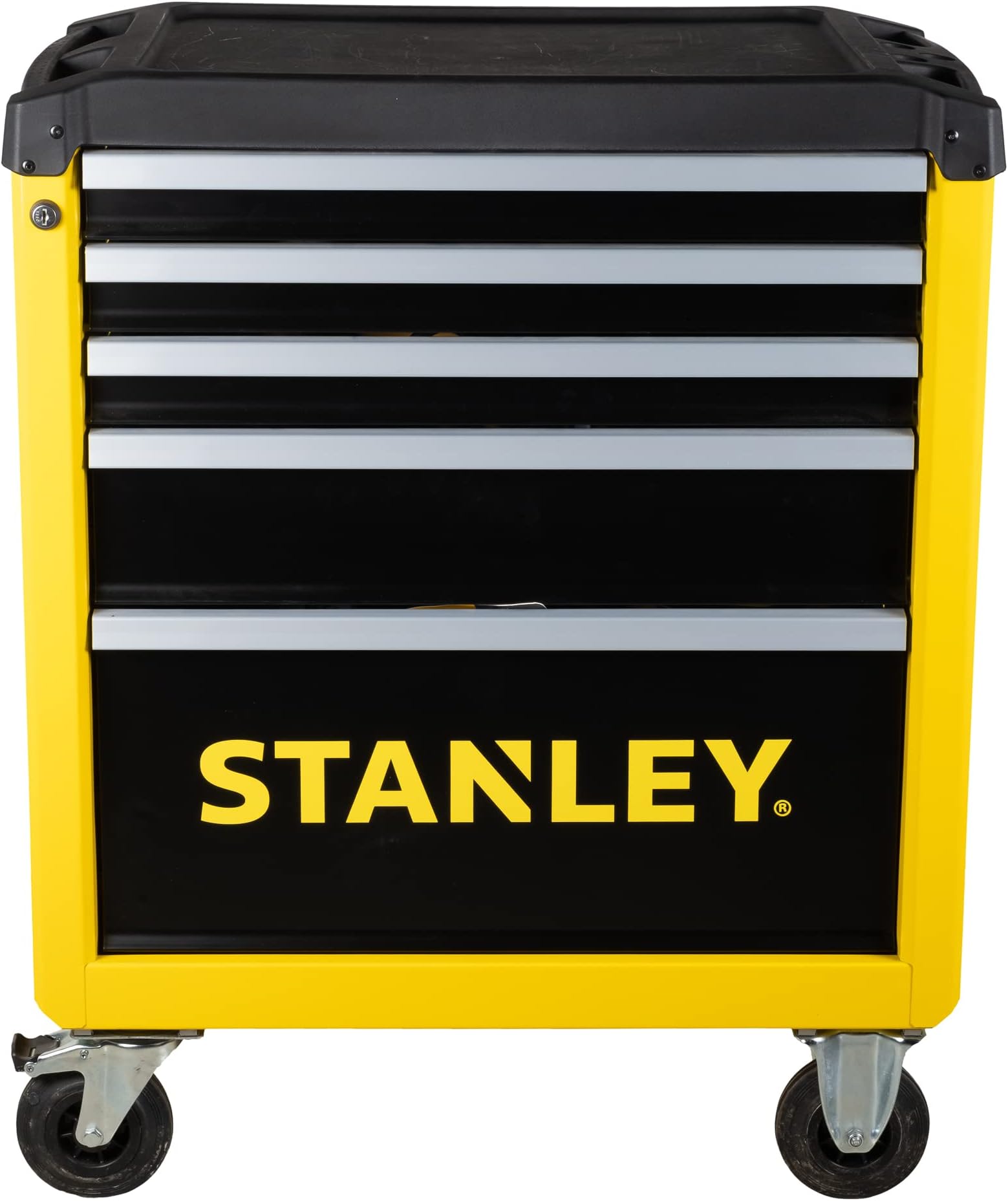 Stanley Workshop Trolley with 5 Drawers, Tool Trolley, Yellow/Black, Maximum Load 300 kg