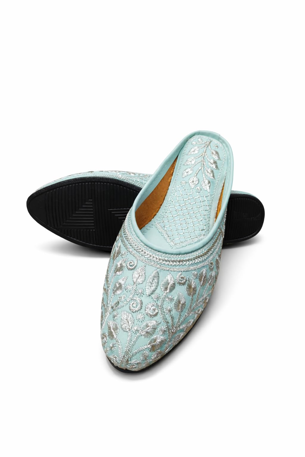 Women’s Zari Work Embroidered Jutti | Handmade Ethnic Punjabi Mojari Flats | Traditional Floral Slip-On Footwear for Wedding, Festive, Party & Casual Wear-image-48