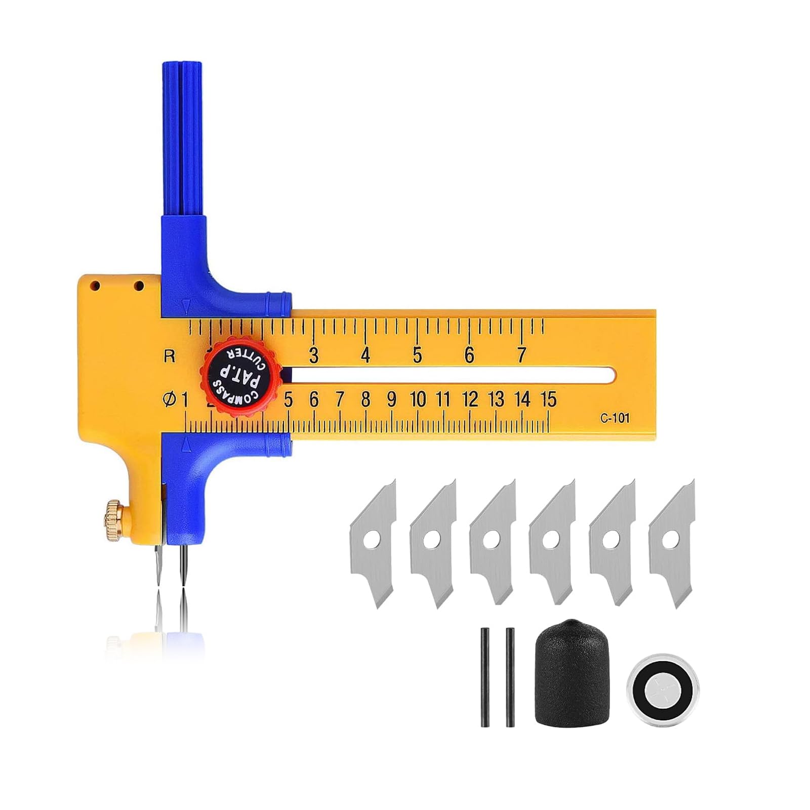 Brújula Cortador De Círculos, Preciso Cutter Circular de 1-15cm para Cortar, para Cortar Papel Cartón Cuero, Cortador Redondo de Plástico y Latón