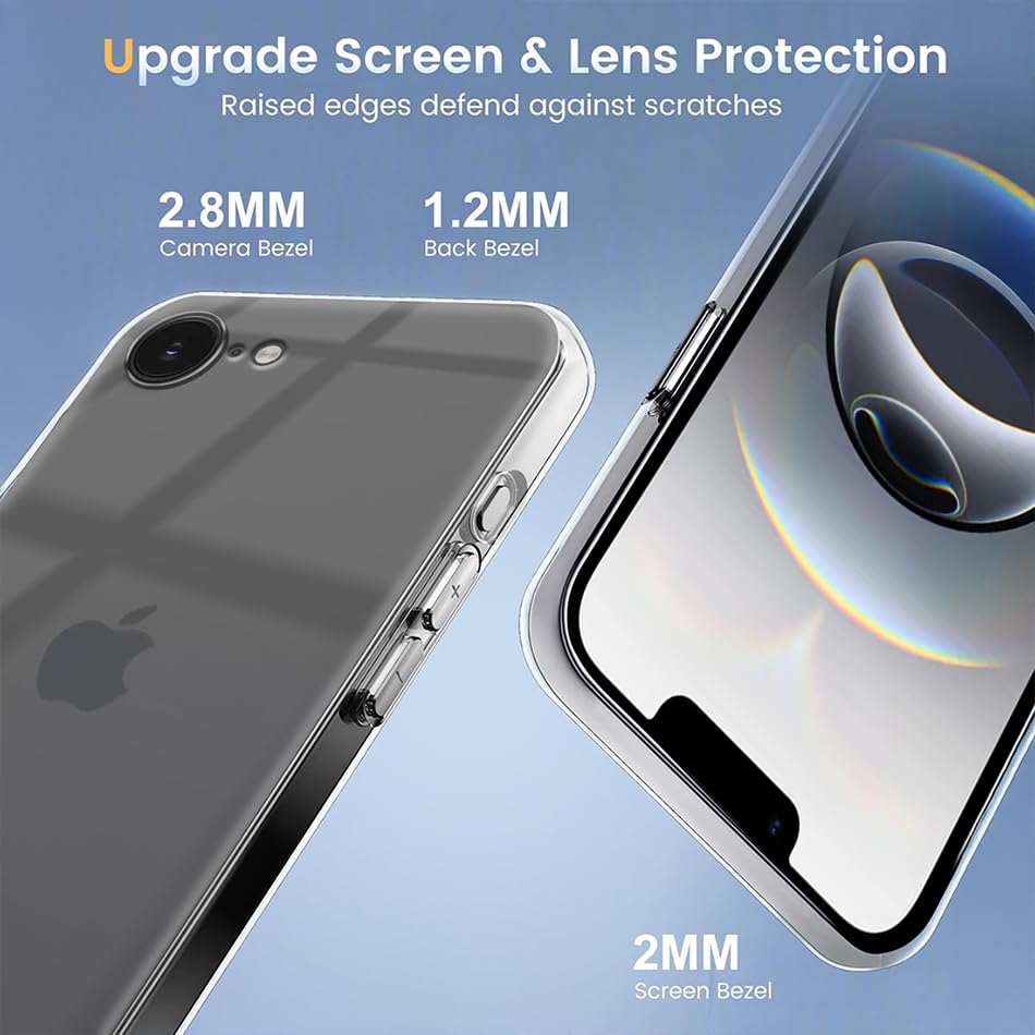 Image of Fashionury Crystal Clear Case for iPhone 16e | Yellowing Resistance | Transparent TPU Silicone | Raised Camera Lips | Slim Transparent Cover
