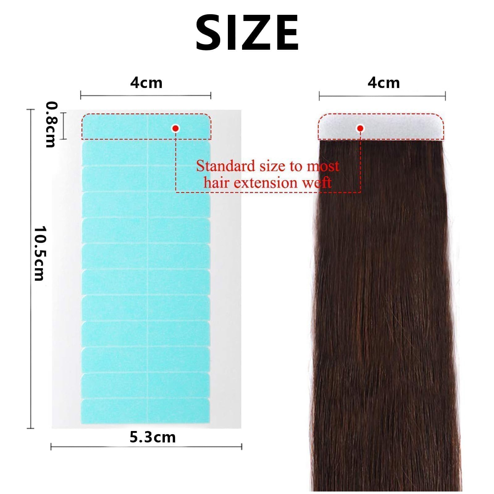 96 Piezas Cinta Adhesiva Doble Cara para Pelucas y Extensiones de Cabello, Cinta Repuesto Invisible Resistente, Azul