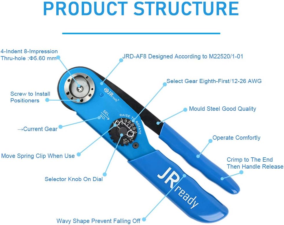 Hоt Dеаlѕ JRready JRD-ASF1 Crimping Tool M22520/1-01 Solid Contact Crimper High Precision Electrical Connectors Crimping Tool 12-26 AWG