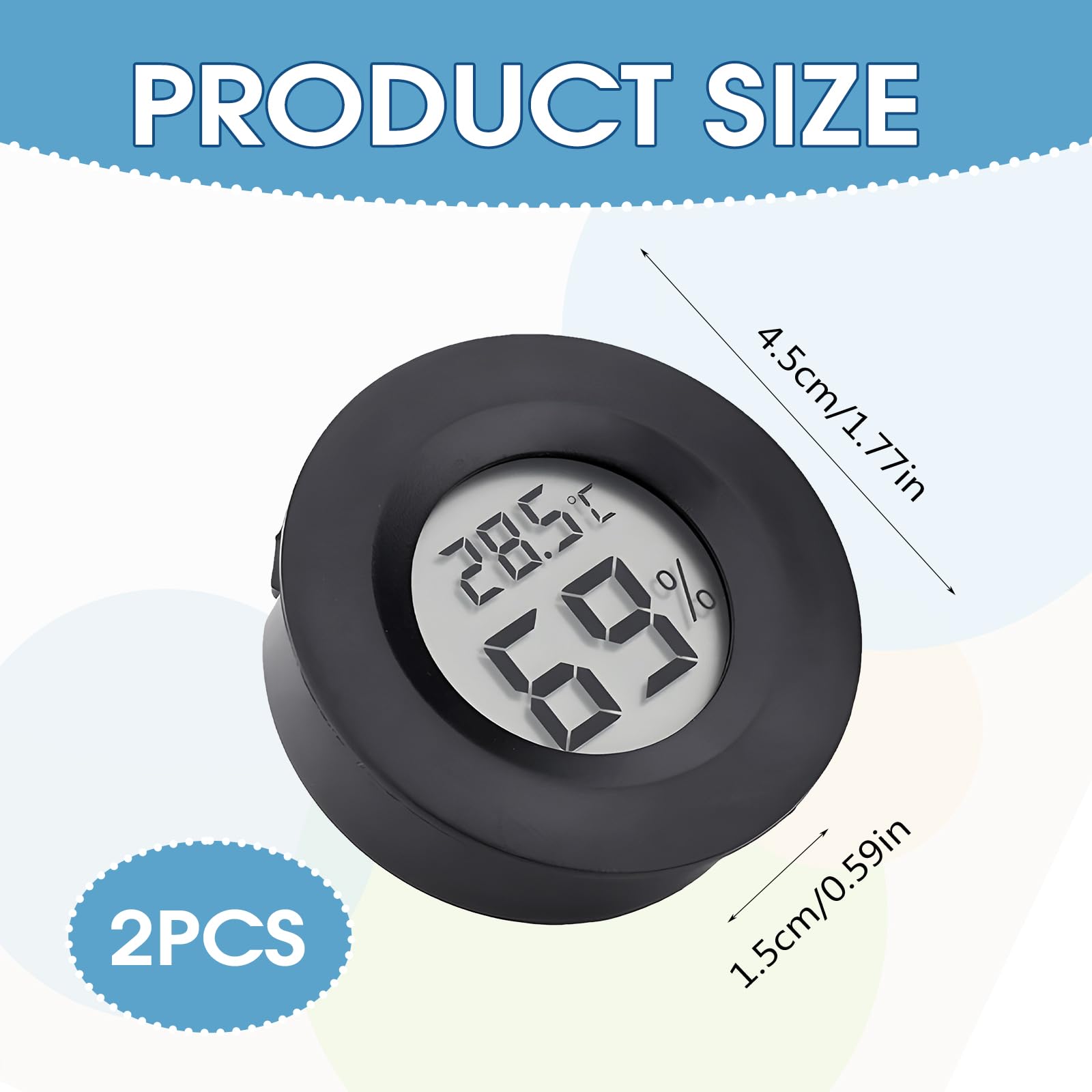 2PCS Reptile Thermometer Hygrometer, LCD Digital Humidity Meter Vivarium Hygrometer Sensor - Image 2