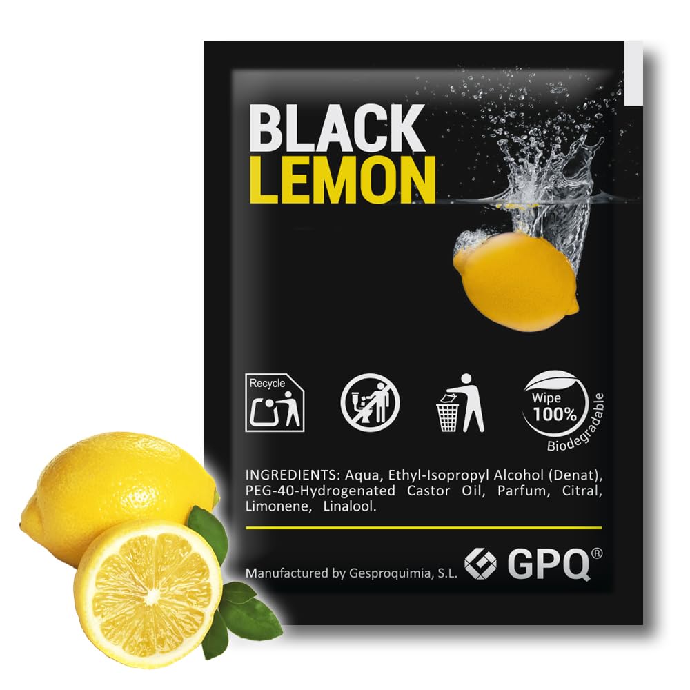 GPQ - Toallitas de Limón para las Manos | 500 Und. | Frescas, húmedas y de celulosa 100% Biodegradable | Sin Parabenos | Bares, Restaurantes, Catering, Barbacoas, etc... | Fabricado en España