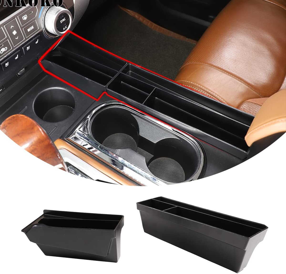 Car Center Water Cup Side Organizer Storage Box Armrest Box Front Storage Box Phone Key Card Tray for Toyota Tundra 2014-2021 (Style D)