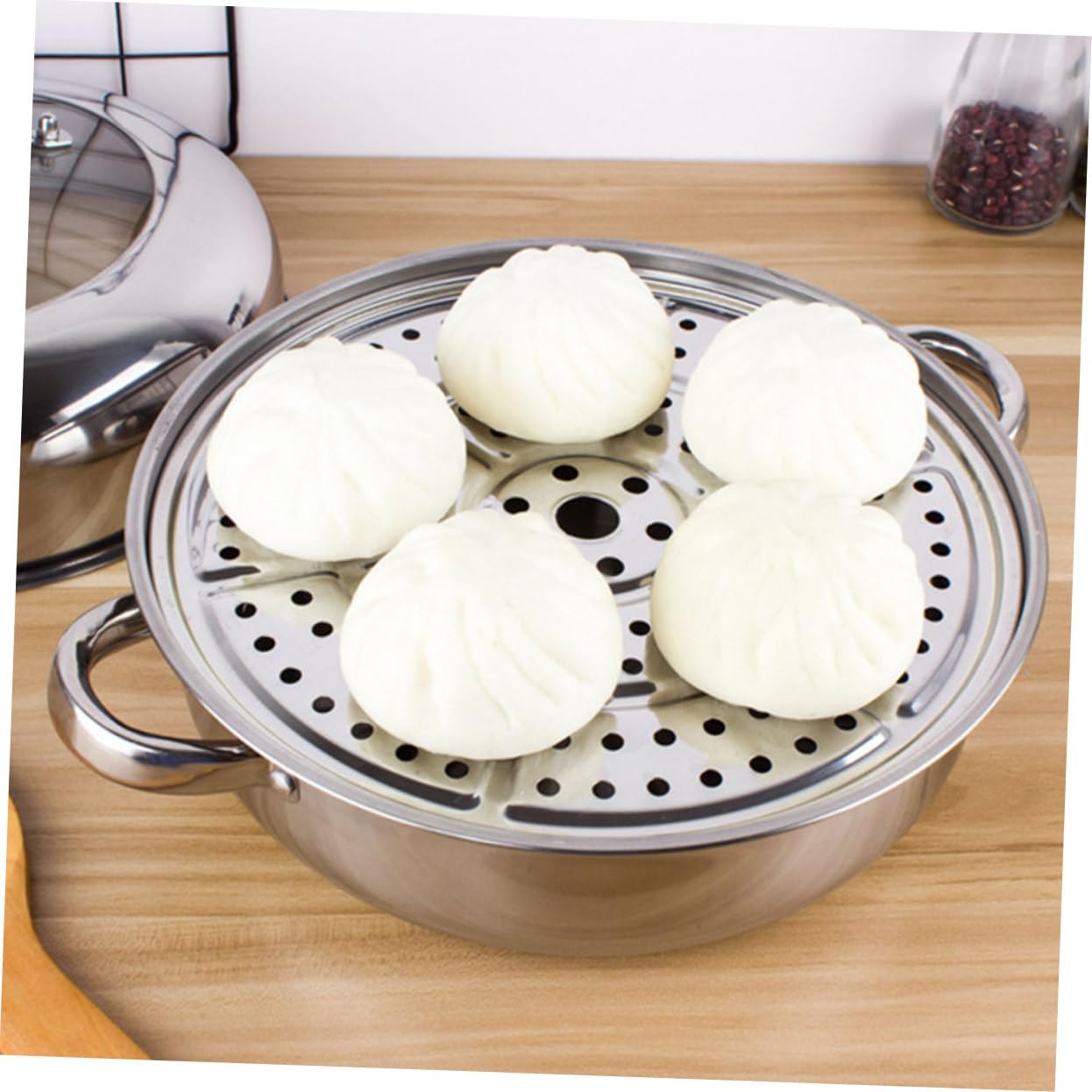 MAGICLULU Edelstahl Dampfgarer 3-lagig 28cm mit Glasdeckel Dampfkorb zum Dünsten von Gemüse und Suppen Mehrschichtiger Dampftopf für Schonendes Kochen im Haushalt
