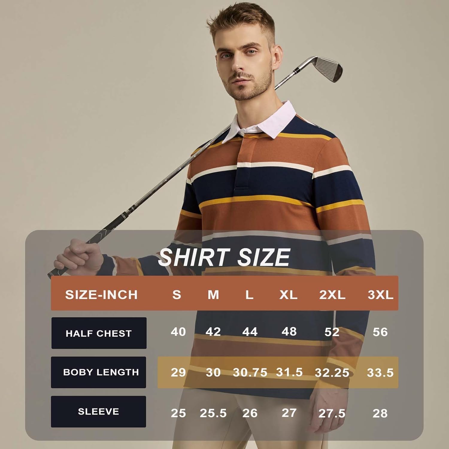 Mens Polo Shirts Striped Cotton Moisture Wicking Classic Collared Casual Golf Shirts for Men - Image 6