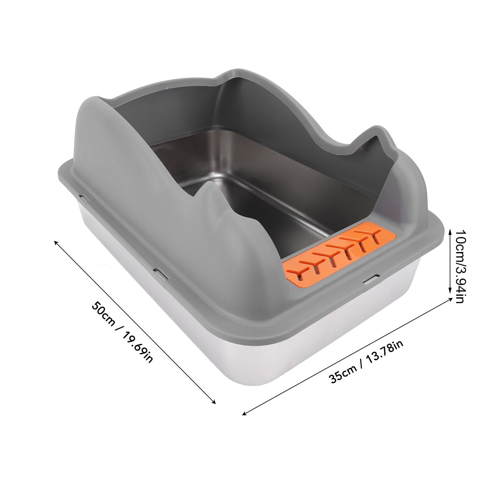FILFEEL Lettiera per Gatti in Acciaio Inossidabile con Coperchio - Lettiera in Metallo Chiusa con i Lati Alti per Gatti di Taglia Grande, Design a Prova di Ingresso dall'alto, Facile - - per