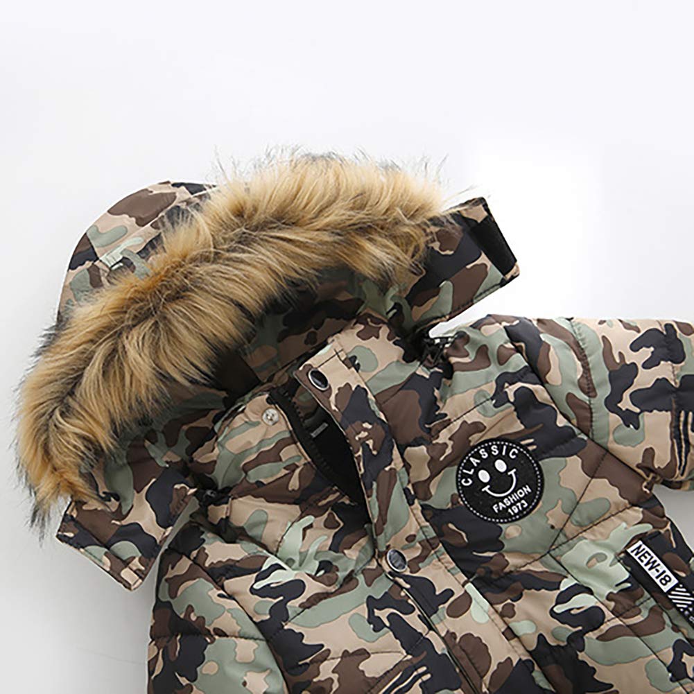 Cappotto Invernale Ragazzo con Cappotto Mimetico Parka con Cappuccio