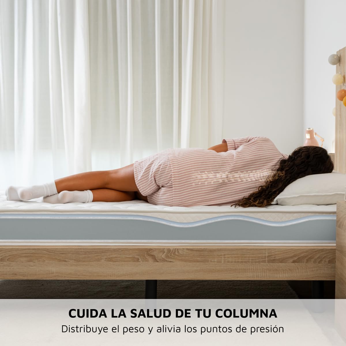 NALUI - Colchón Viscoelástico 90x180 One 15 con Firmeza Media y Grosor 15cm. Capa Viscoelástica Cloudfeel, Tejido Transpirable 3D Air Path y Multicapa 8 Airsoftpro. Fabricado en España, Blanco