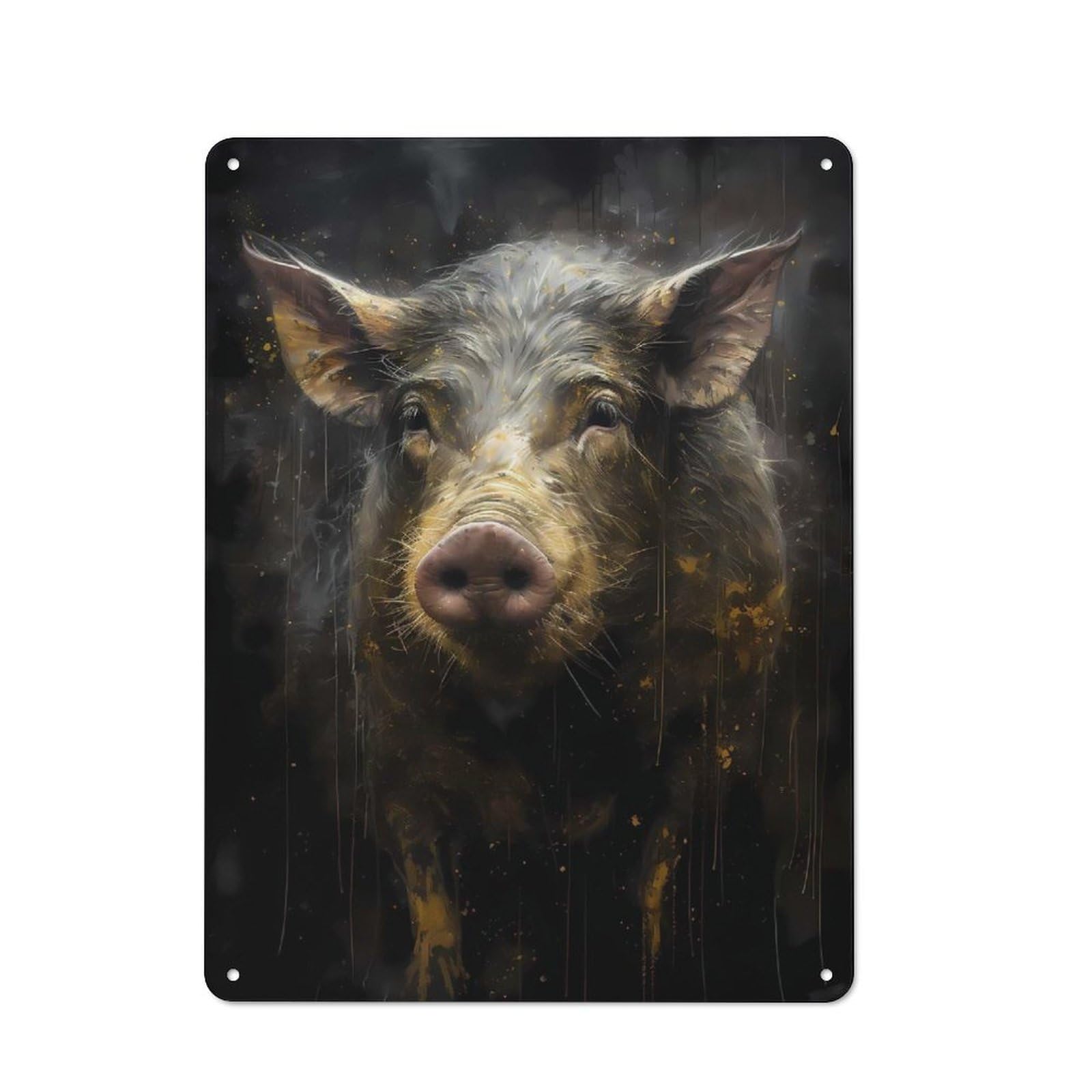Junmoney Pig Enchanted Universe Rustic Metal Sign 40X30cm For Garden Room Or Summerhouse, For Summerhouse Decorators