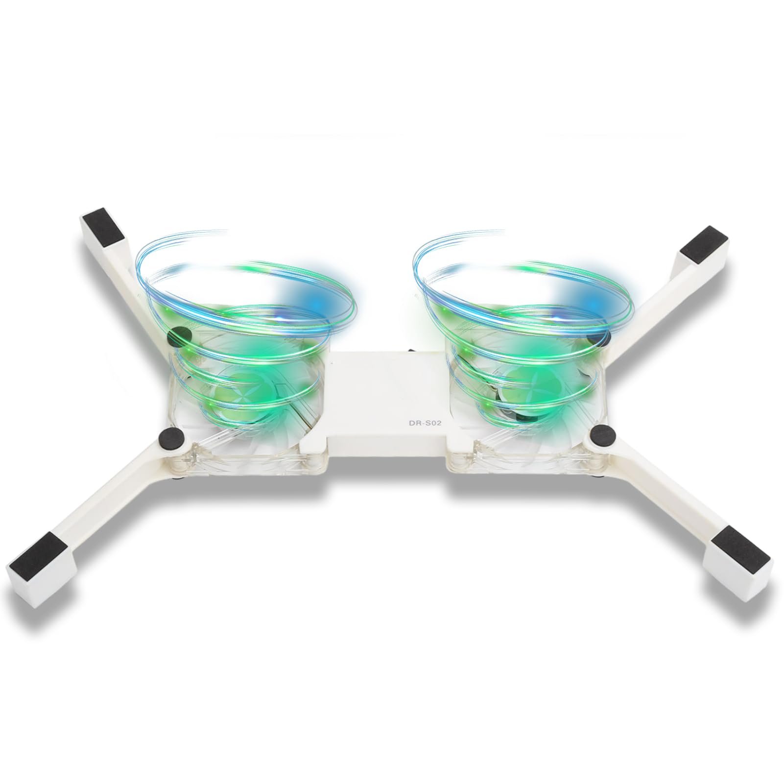 Almohadilla de refrigeración portátil blanca con doble ventilador y soporte USB 8