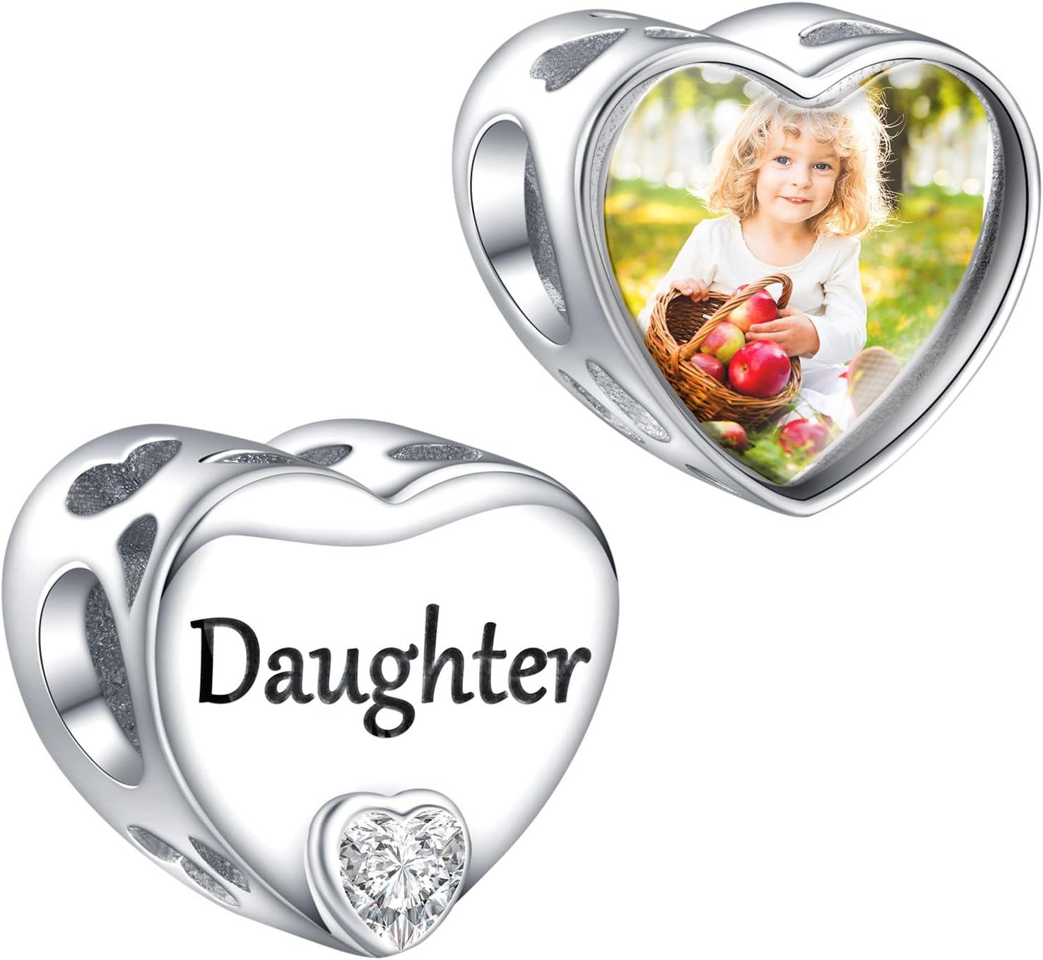 Annmors 925 Sterling Silver Charms Personalized Photo Charm Family Mom Sister Daughter Turtle Footprints Love Lucky Heart Square Round Pendants Fit Bracelets/Necklace Gift Jewelry for Family Friend