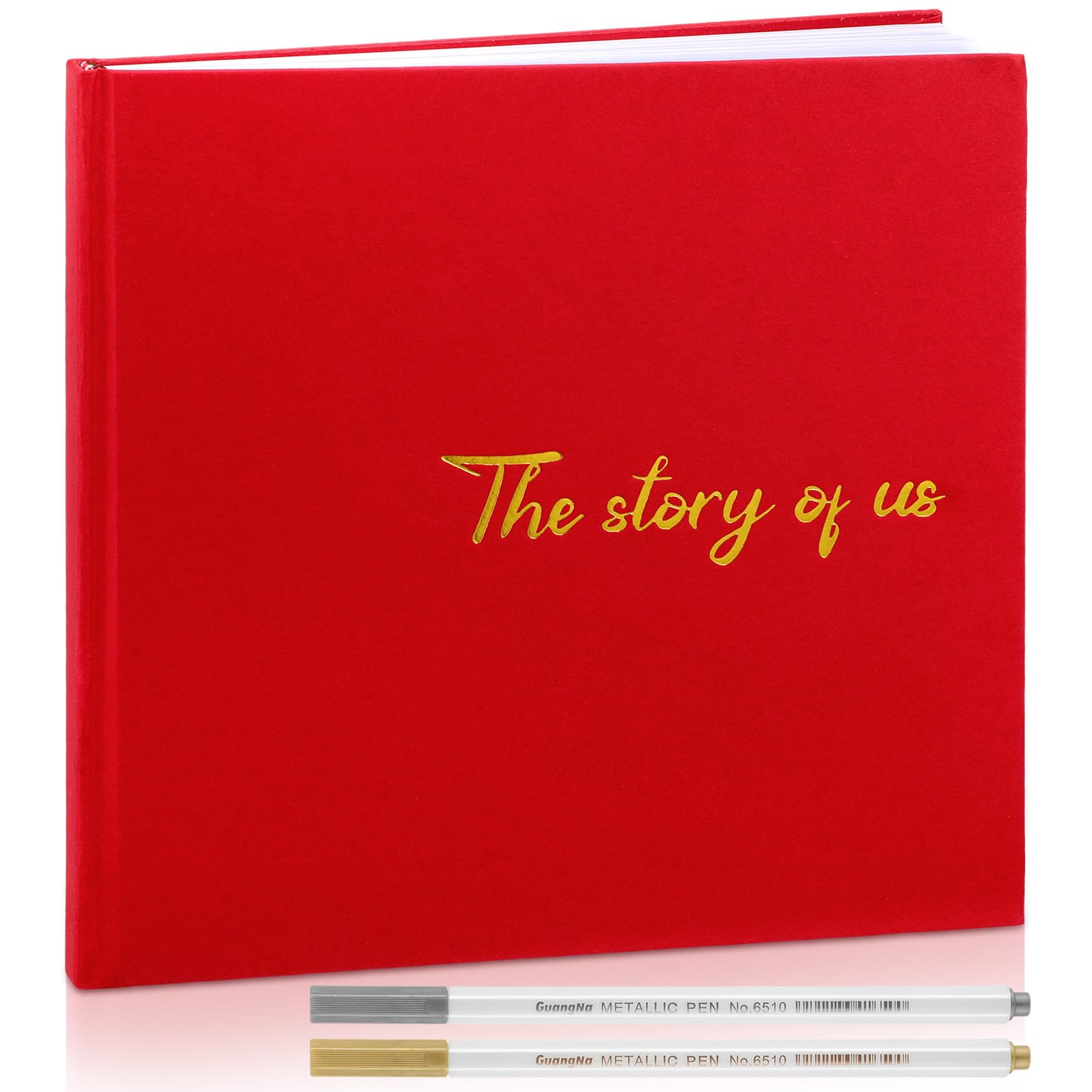 Colarr Álbum de recortes de tapa dura para parejas, 144 páginas, 22 x 22 cm, álbum de fotos para parejas, álbum de recortes, diario de relaciones, libro de recuerdos, regalo para boda con 2 marcadores