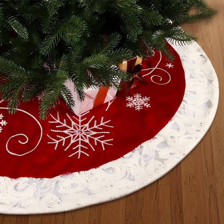 Coperta per albero di Natale, 122 cm, colore rosso