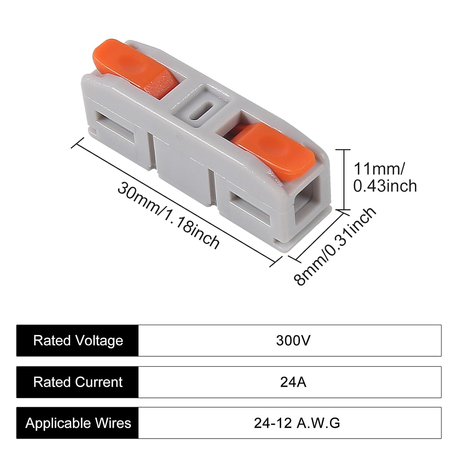 Wire Connectors 50PCS, Mini Quick Lever Wire Connectors, 1 in 1 Out Electrical Wire Butt Splice Inline Terminals for Wiring 26-12 AWG