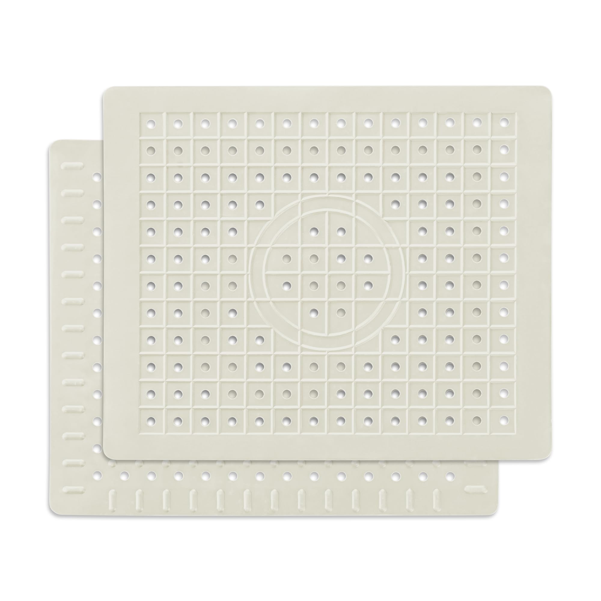 2 Pack Kitchen Sink Mat, 12'' x 10" Dish Drying Mat for kitchen Counter, Durable Rubber Dish Draining Mat, Grid Sink Mat, Square White
