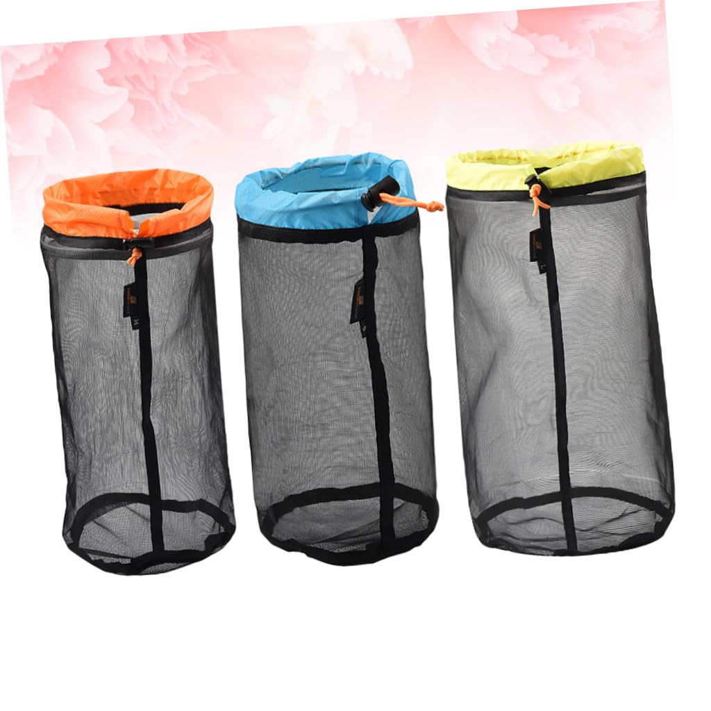 3 Set Borsa Portabiancheria Borse per Riporre Gli Indumenti Sacco di Compressione per Sacco A Pelo Borsa con Coulisse in Rete Compresso Sacca per A Pelo 3 Pezzi * 3