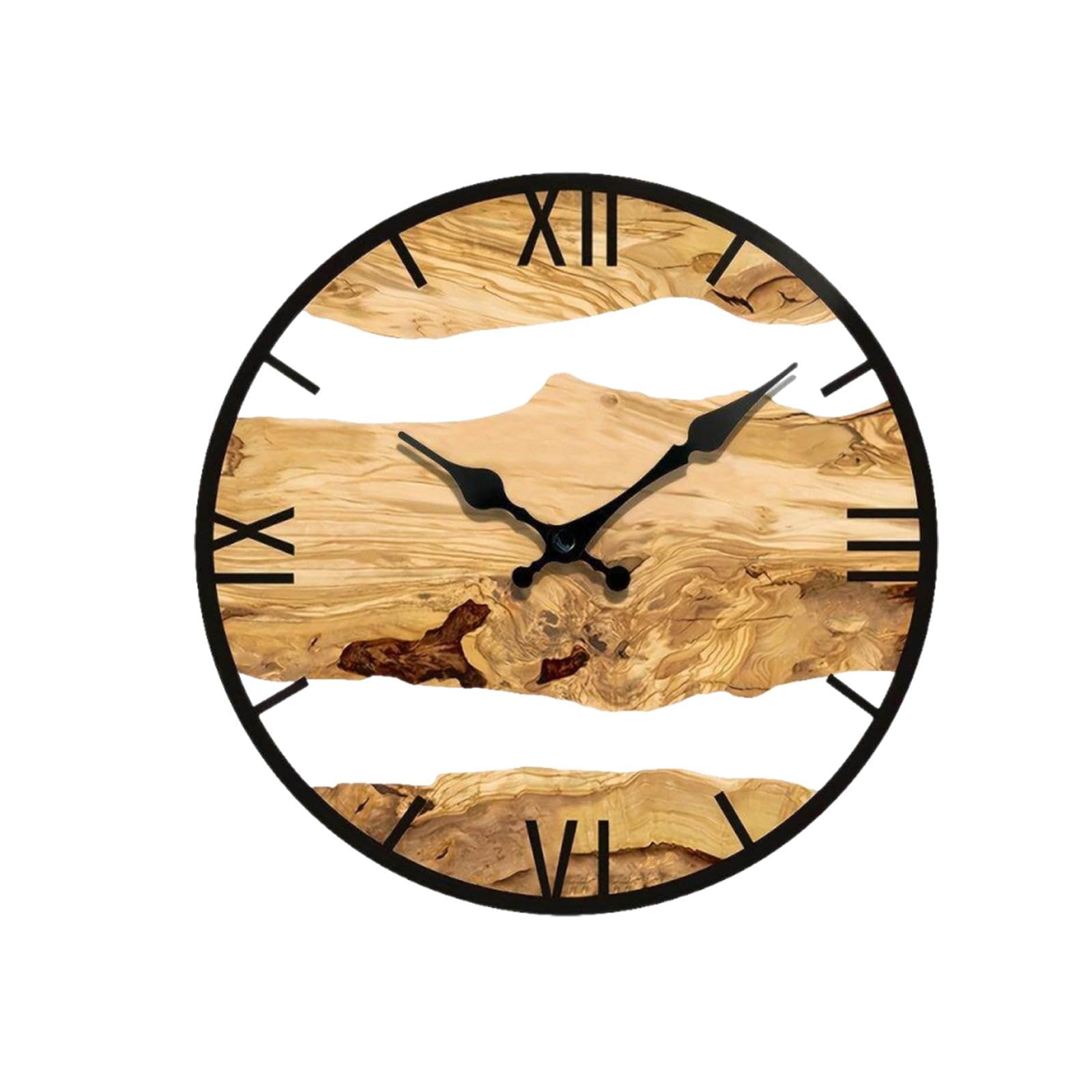 Horloge murale silencieuse en bois au design champêtre naturel de 30 cm sans tic-tac