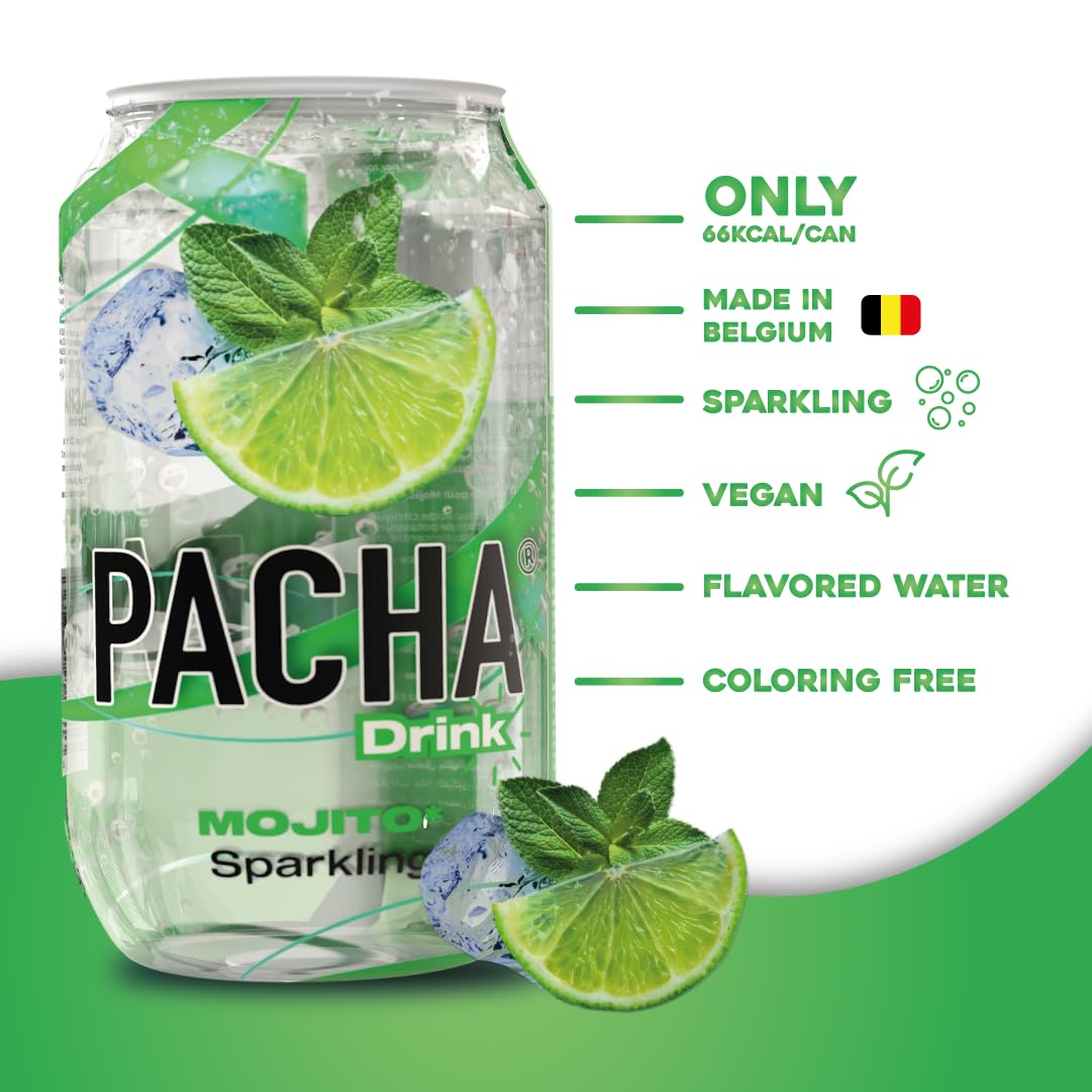 Pacha Drink Mojito - Mojito Sparkling Bibita analcolica gassata in 24 lattine da 330ml al raffinato fascino di mojito.