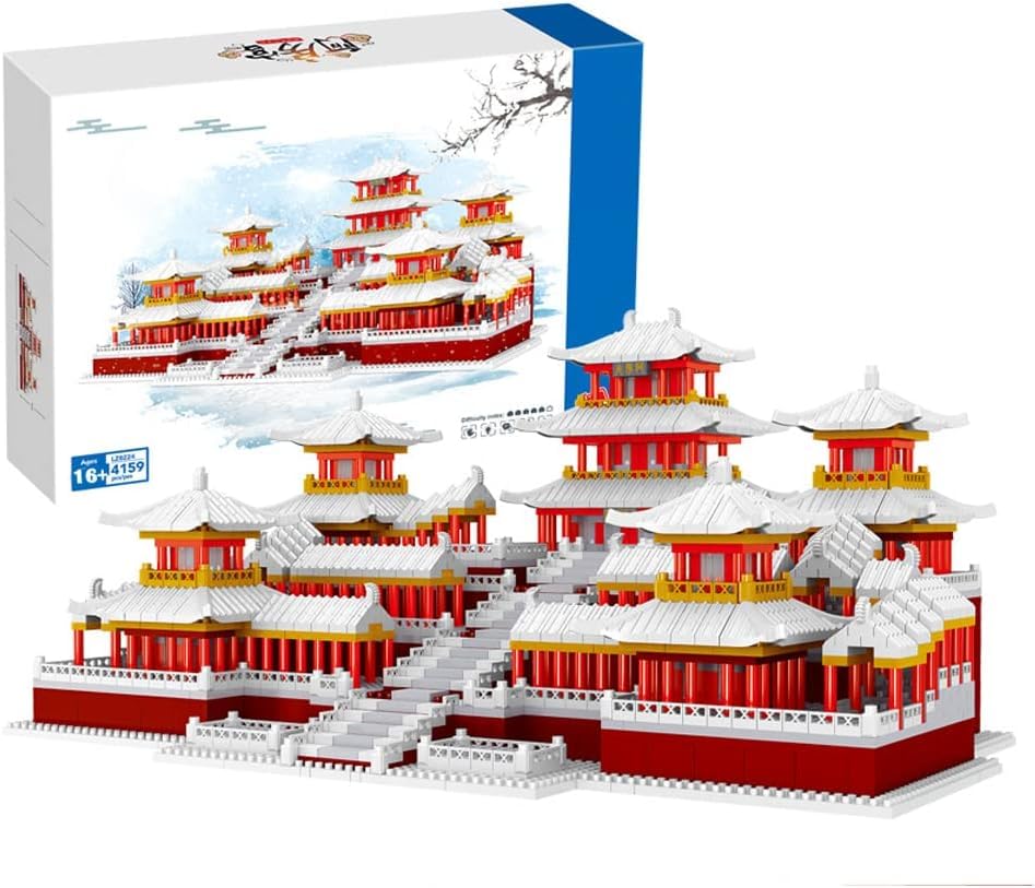 E-pang Palace Model Building Set, 4159PCS Chinese Street View Series E-pang Palace Model Building Set, World Famous Architecture Collectible Model Nano Blocks Sets for Adults