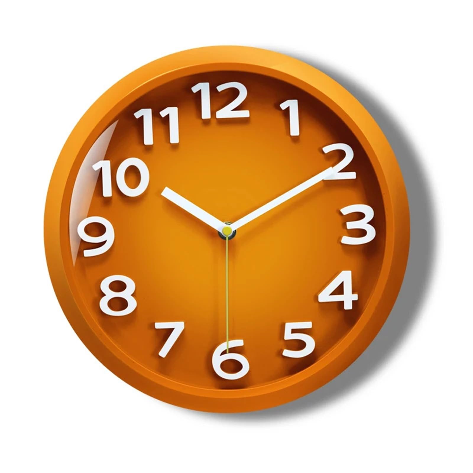 DJSKLDF Wall clock 11 Inch New Cubic Wall Clock Round Simple For School Study Living Room Silent Quartz Movement Alarm Clocks(Orange)