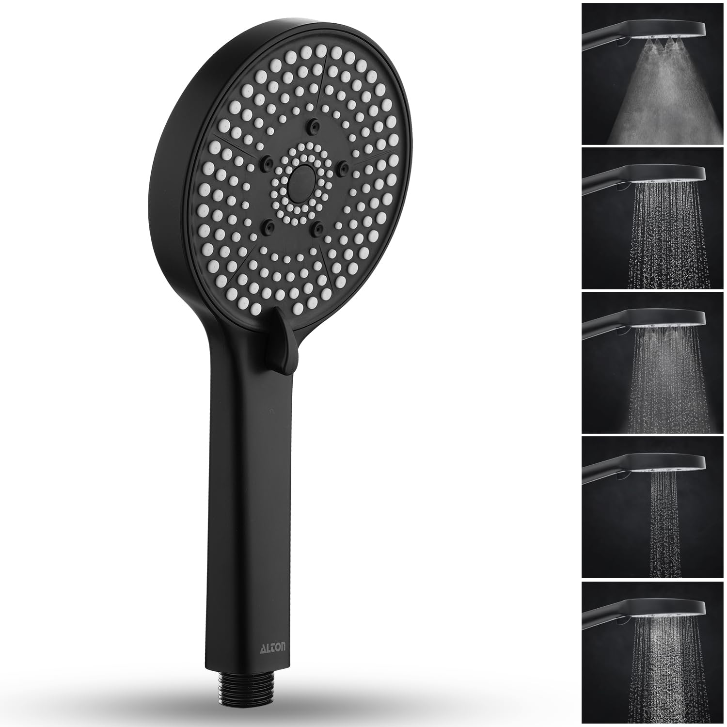 ALTON SHR20765 ABS 5-Function Hand Shower with 1.5 Meter Flexible Tube and Wall Hook, Chrome Finish (Hand Shower Only, Black) (B0CV7HMYGG) Amazon Price History, Amazon Price Tracker