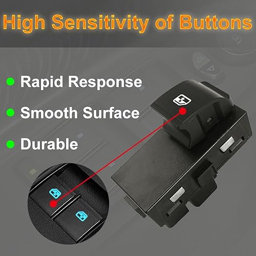 Miniatura 6 de Botón de control del interruptor de la ventana del pasajero compatible con Chevy Silverado 15002500 HD3500 HDSuburbanGMC SierraYukonBuick 2007-2013,