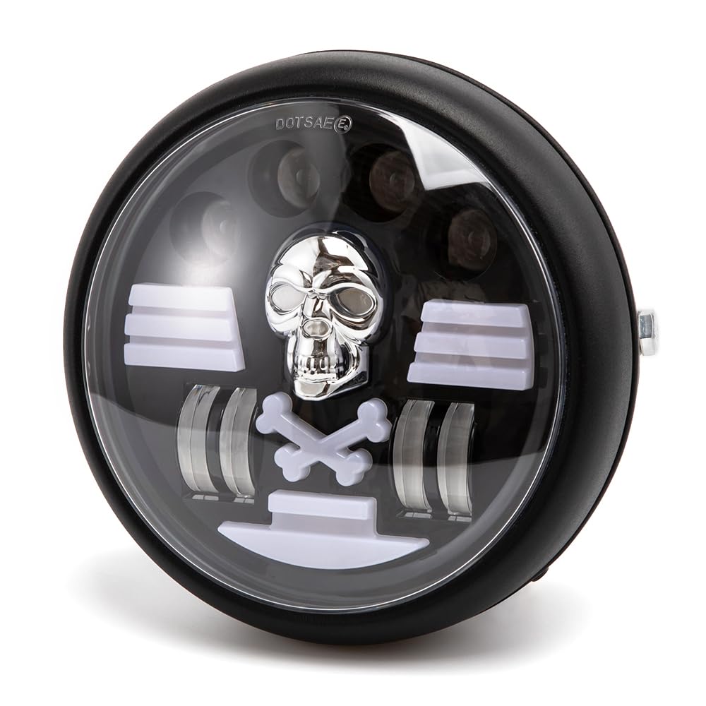 Faro delantero redondo LED de 7'' para motocicleta con soporte para Cafe Racer, bobber, chopper, V Rod, CB900, CB400, CB750, CB1300, CB1100 y Hornet 250 (Estilo A)