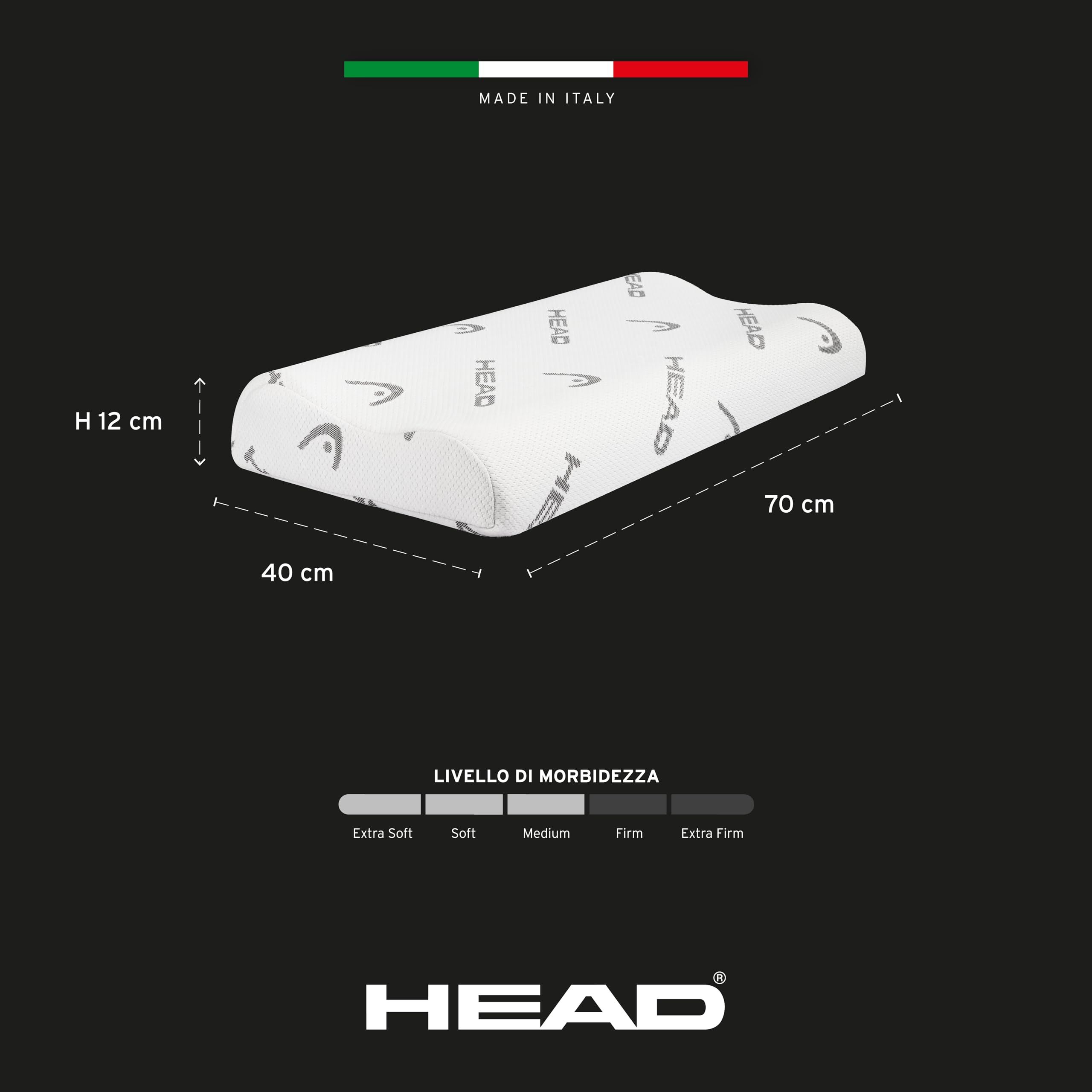 HEAD Active Rest - Ergonomiczna podwójna fala poduszka z pianką pamięciową, poduszka do spania z CellActive do cyrkulacji, poduszka na łóżko z nadającą się do prania i odporna na roztocza poszewka 40