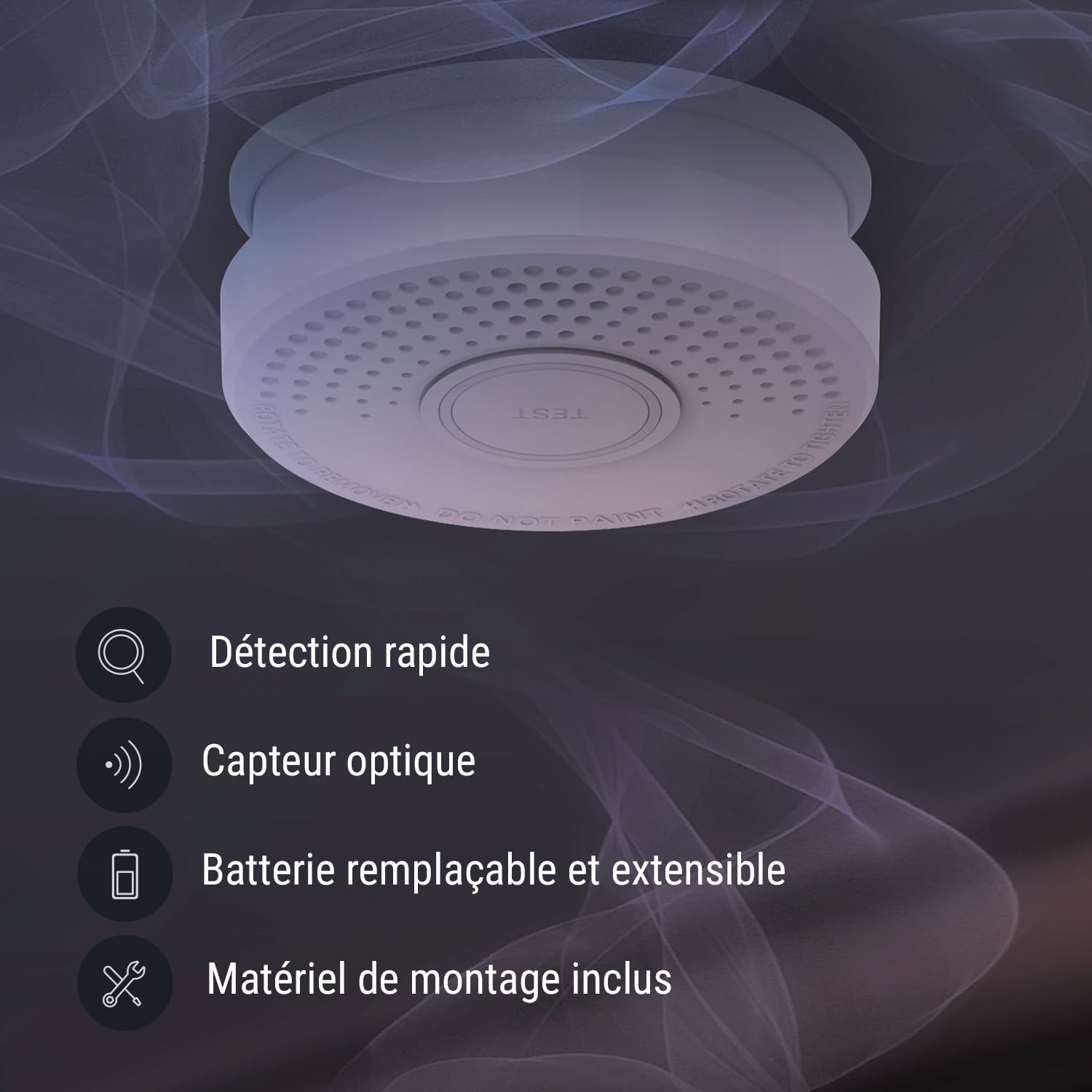 SHD by OneConcept Detecteur de Fumée, 5X Alarme Incendie Détecteur Fumée pour la Maison, Bureaux, Detecteur de Fumee de Cuisine à Capteur Optique avec Fonction Test et Silencieux, Détecteurs de Fumée