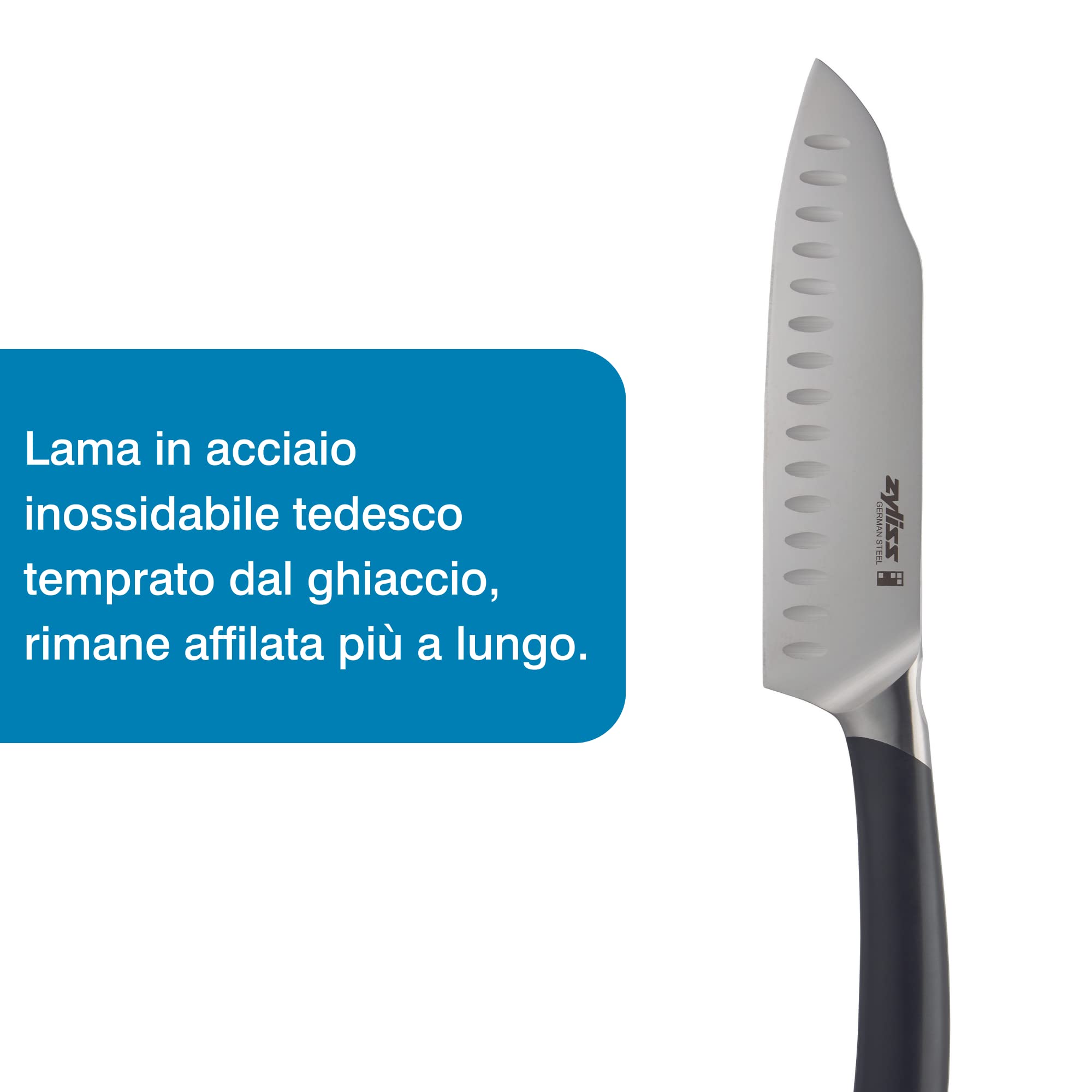 zyliss E920272 Comfort Pro Coltello Mini Santoku, 13cm, Acciaio Inossidabile Tedesco, Maniglia Nera, Coltello da Cucina Professionale, Lavabili in Lavastoviglie