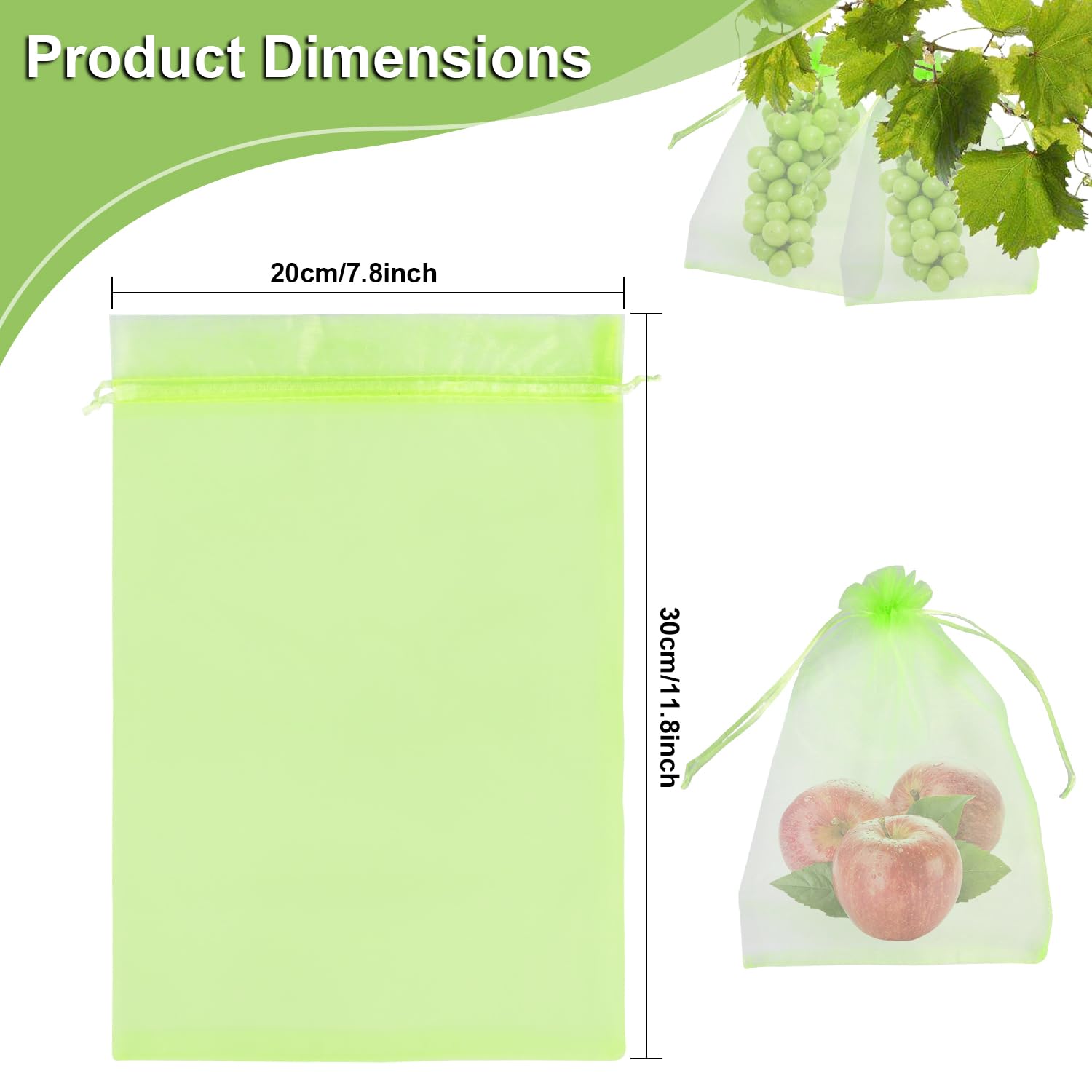 Sachet Protection Raisin 100 Pièces 20 x 30cm Vert Armée