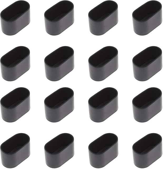 16Pcs Oval Table Chair Leg Tip, Flexible Rubber Like Cover Anti-scratch Furniture Floor - 40x20mm (Black)