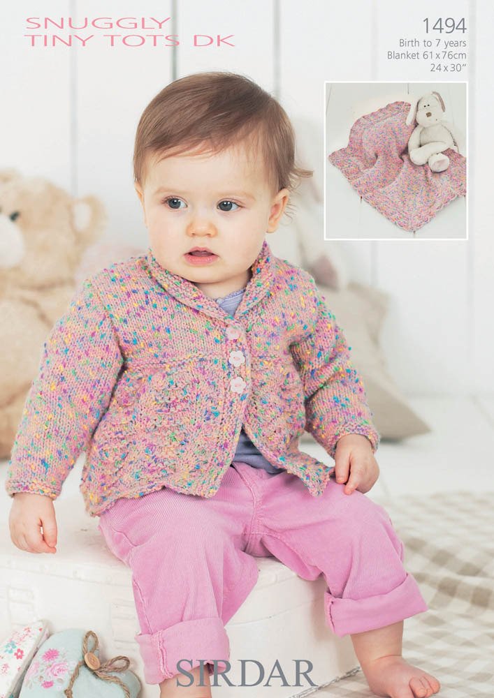 Sirdar Pink Cardigan And Blanket In Snuggly Tiny Tots Dk - 1494