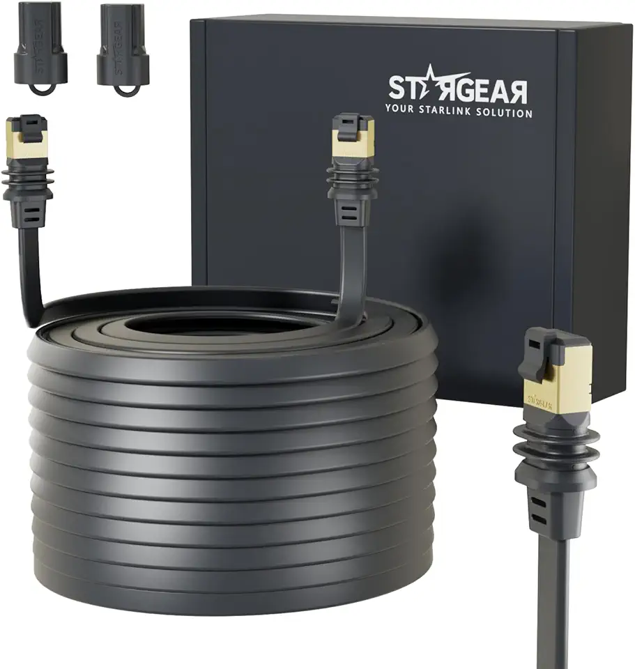 Cabo plano Starlink Gen 3, cabo oculto de 30 m compatível com Starlink Standard Rev. 4 e Mini, cabo extremamente fino blindado para porta de janela (30 m/100 pés)