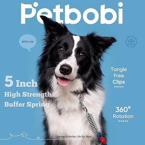 Miniatura 2 de Petbobi Cable de amarre para perros de 30 pies  Cable resistente para perro de hasta 120 libras, cable de metal para correa al aire libre con