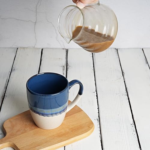 Miniatura 5 de Bosmarlin Juego de 4 tazas de café de cerámica, 17 onzas, tazas de café con mango grande, aptas para microondas, esmalte reactivo único