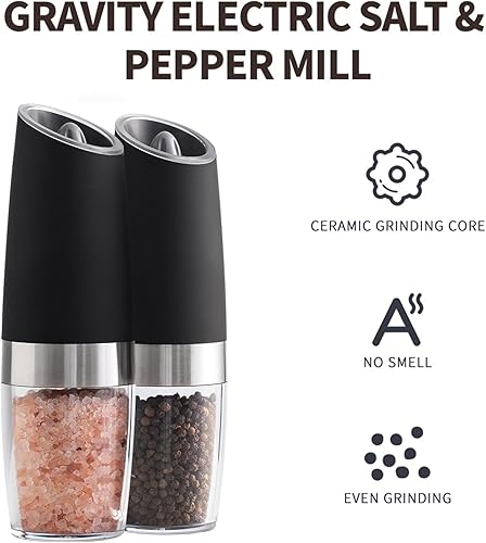 Miniatura 8 de Paquete de 2 molinillo eléctrico de sal, molinillo de pimienta, molinillo de pimienta de inducción, batería (6 pilas AAA para cada uno, no