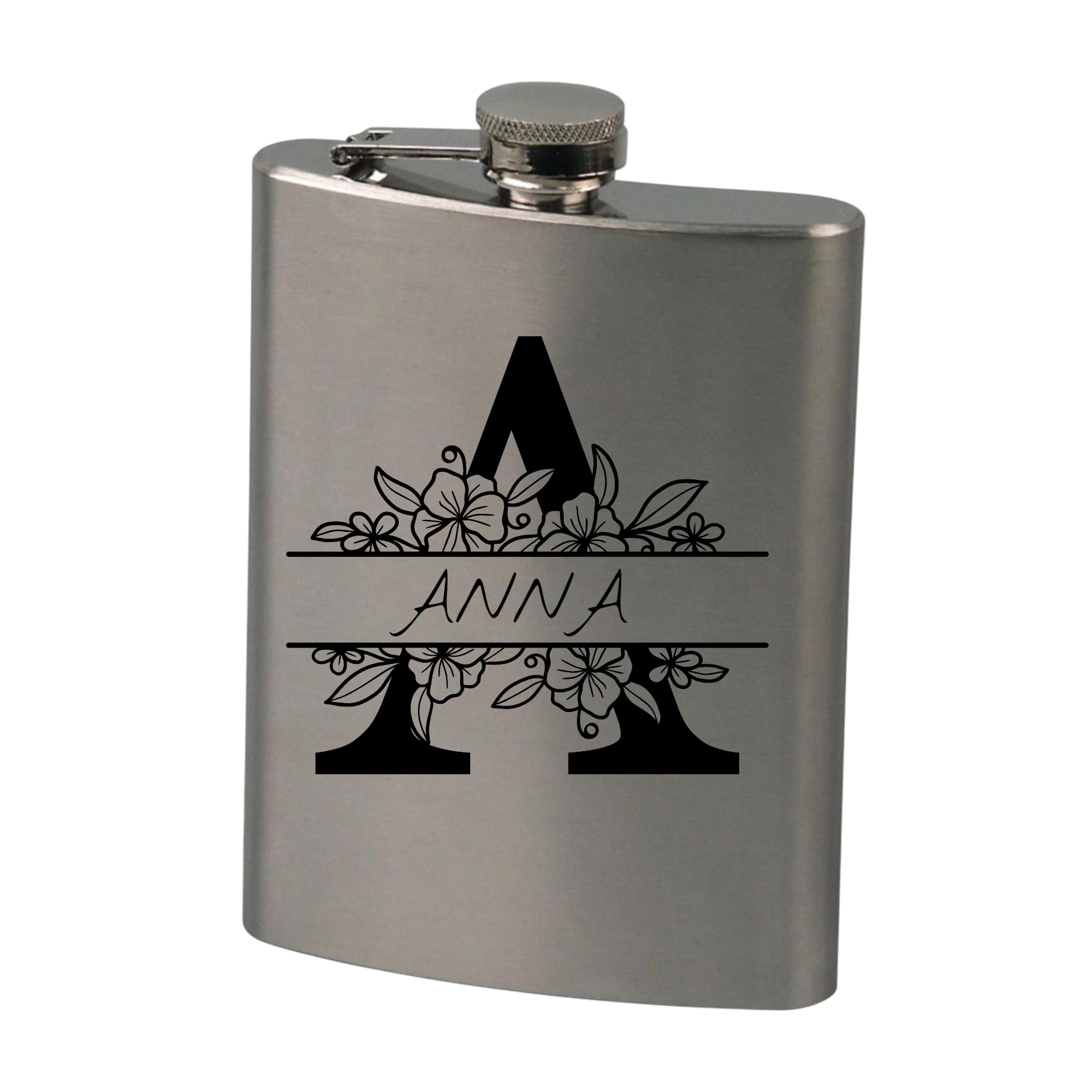 Flachmann mit Gravur, Personalisierte Geschenke Geburtstagsgeschenk für Männer Frauen Partner Freund Jahrestag Geschenk für Ihn Sie Männergeschenke Gadgets Geburtstagsgeschenke 240ml (Monogram)